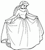 dla kolorowanki do wydruku z bajki Disney Kopciuszek ubrana w wyjątkowej urody suknię wieczorową